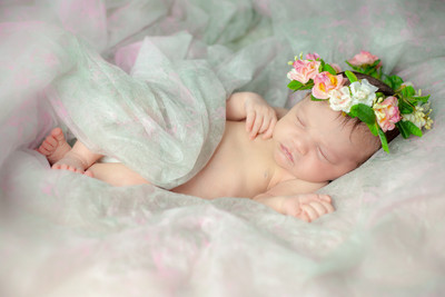 Baby Girl on Pink/Green fluffy wrap